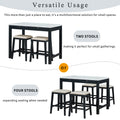 5 Piece Modern Faux Marble Versatile Bar Table Set With Storage Drawers And Padded Stools, Ideal For Space Saving Dining Nooks Or Small Kitchens Black Black Solid Wood Mdf