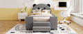 Twin Size Upholstered Daybed With Bear Shaped Headboard, Hydraulic System Andmesh Fence, Gray Gray Velvet