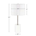 Lily 28 Inch Accent Lamp, Round Hardback Drum Shade, White Base, Gold White Gold Fabric Metal