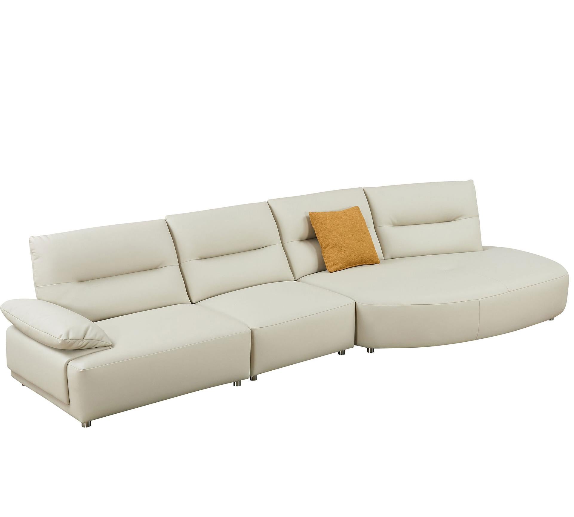 147.24'' Oversied Modern Sectional Curved Shaped Sofa Couch For Living Room,Upholstered 5 Seat Sofa Eco Leather Couch Set,Beige Beige Foam 5 Seat