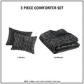 Metallic Print Faux Fur Comforter Set Queen Black Silver Polyester