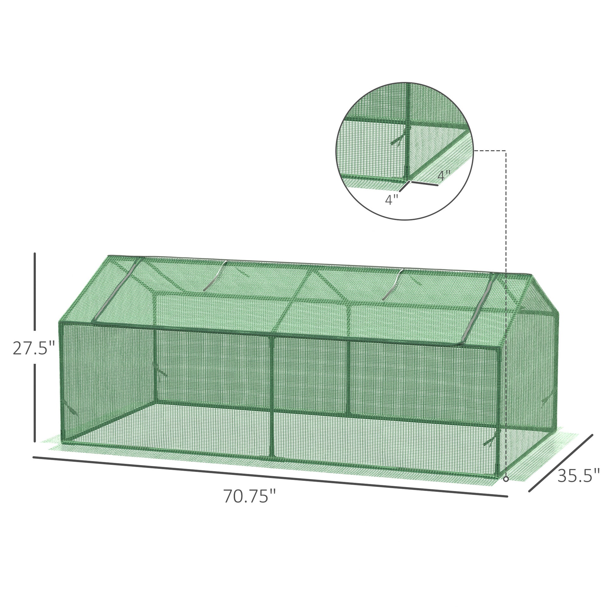 Outsunny 71" X 36" X 28" Mini Greenhouse Portable Hot House For Plants With Large Zipper Windows For Outdoor, Indoor, Garden, Green Green Steel