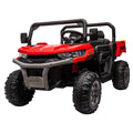 24V Ride On Truck 2 Seater Ride On Utv With 2X200W Motor Ride On Dump Truck With Dump Bed Shovel Ride On Car With Remote Control Electric Vehicle With Non Slip Tyre For Boys Girls Black Red Plastic