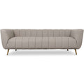 Lamattina Genuine Italian Grey Leather Channel Tufted Sofa Beige,Light Gray Genuine Leather Wood Genuine Leather 4 Seat