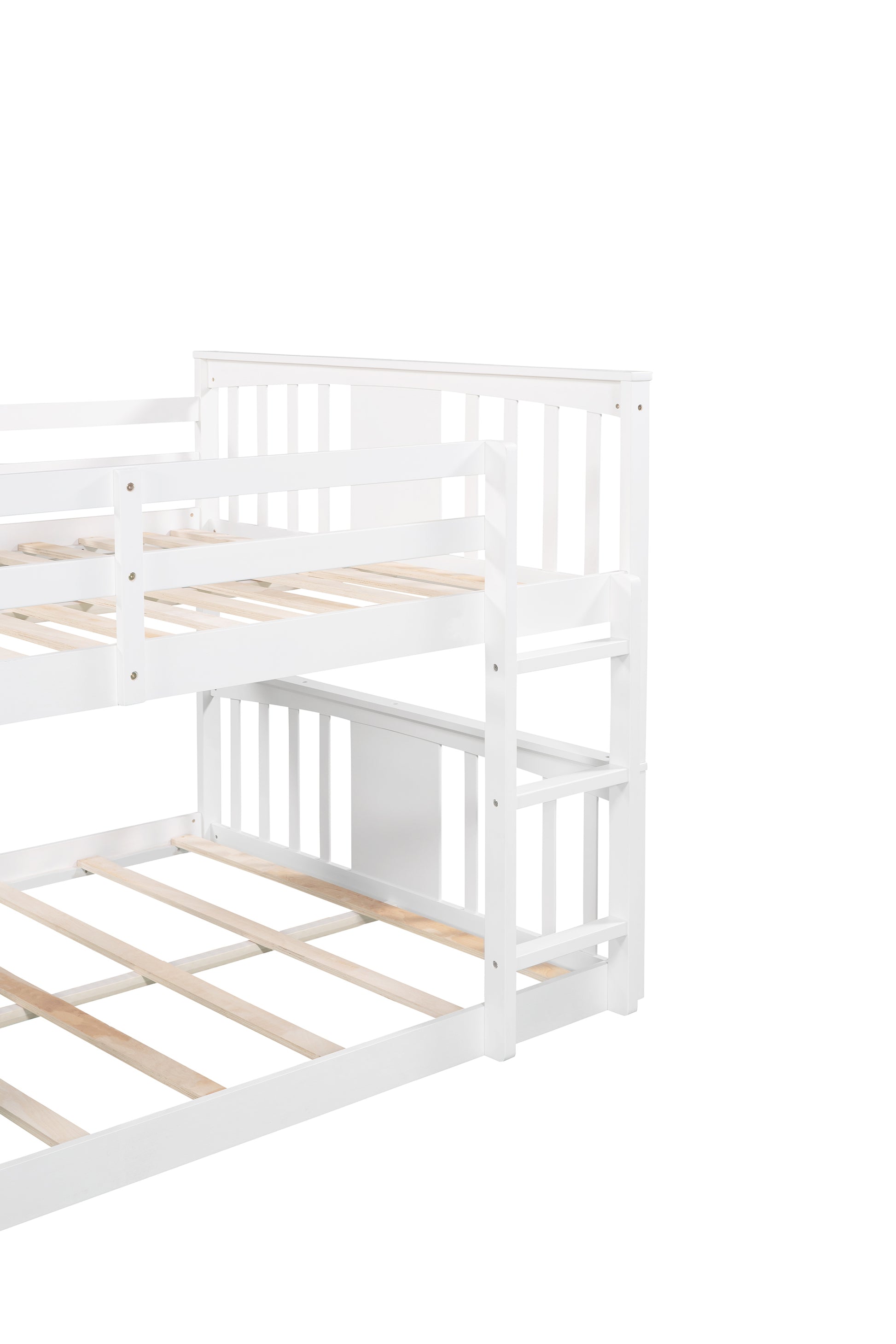 Full Over Full Bunk Bed With Ladder, White Old Sku :Lp000207Aak Full White Solid Wood