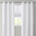 Basketweave Room Darkening Curtain Panel Pair 2 Pcs Window Panels White Polyester