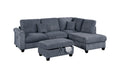 Contemporary Dark Gray 3Pc Sectional Set Corduroy Upholstered Laf Sofa Raf Chaise Ottoman L Sectional Living Room Furniture Dark Gray Primary Living Space Cushion Back Contemporary,Modern L Shaped Rubberwood Corduroy 6 Seat