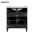 30 Inch Bathroom Vanity With Ceramic Basin, Soft Close Door And Adjustable Shelves Black Bathroom Solid Wood Mdf