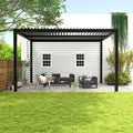 8610C Louver Pergola 10X13Ft Aluminum Frame & Louvers With 2 Louvered Aluminium Sides Black Garden & Outdoor High Wind Resistant Gazebos Aluminium