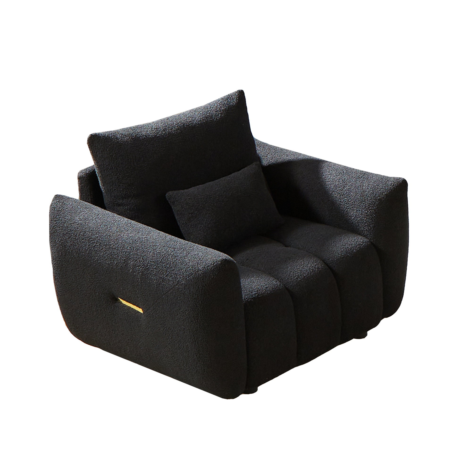 Mh39.7'' Teddy Fabric Sofa, Modern Lounge Chair For Apartment, Office, Living Room And Bedroom Black Wood Primary Living Space Pine Foam Fabric 1 Seat