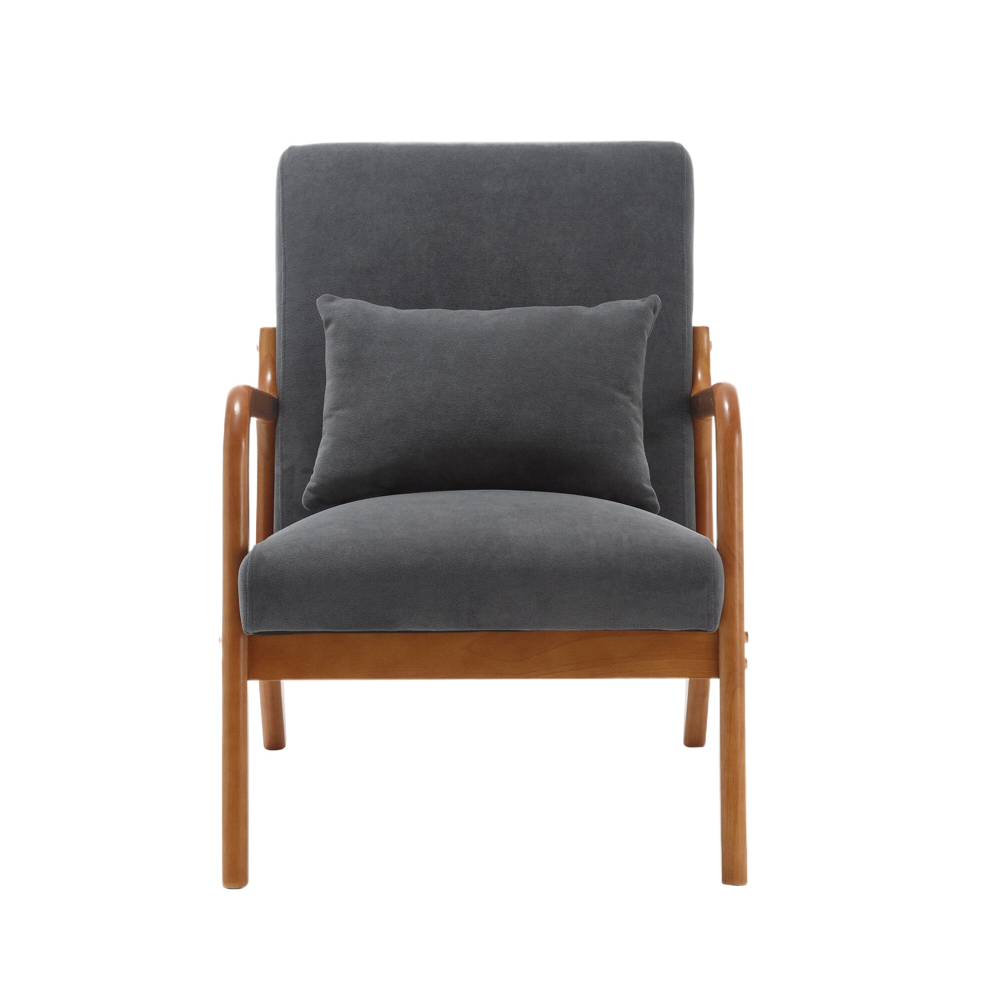 Coolmore Modern Accent Chair, Solid Wood Padding Lounge Armchairs With One Pillow For Living Room, Bedroom, Guest Room Gray Gray Primary Living Space Foam Velvet