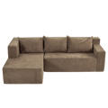 Modular Sectional Couch, Modern L Shape Sectional Sofa With Chaise Lounge, Comfy Snow Velet Fabric Corner Sofa Couch, Upholstered Couch For Living Room, Bedroom, Apartment Khaki Polyester Primary Living Space Medium Firm Cushion Back Medium Duty American