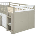 L Shaped Space Saving Twin Loft And Twin Platform Bed With 7 Drawers And Full Guardrails White Light Brown Twin Brown White Solid Wood