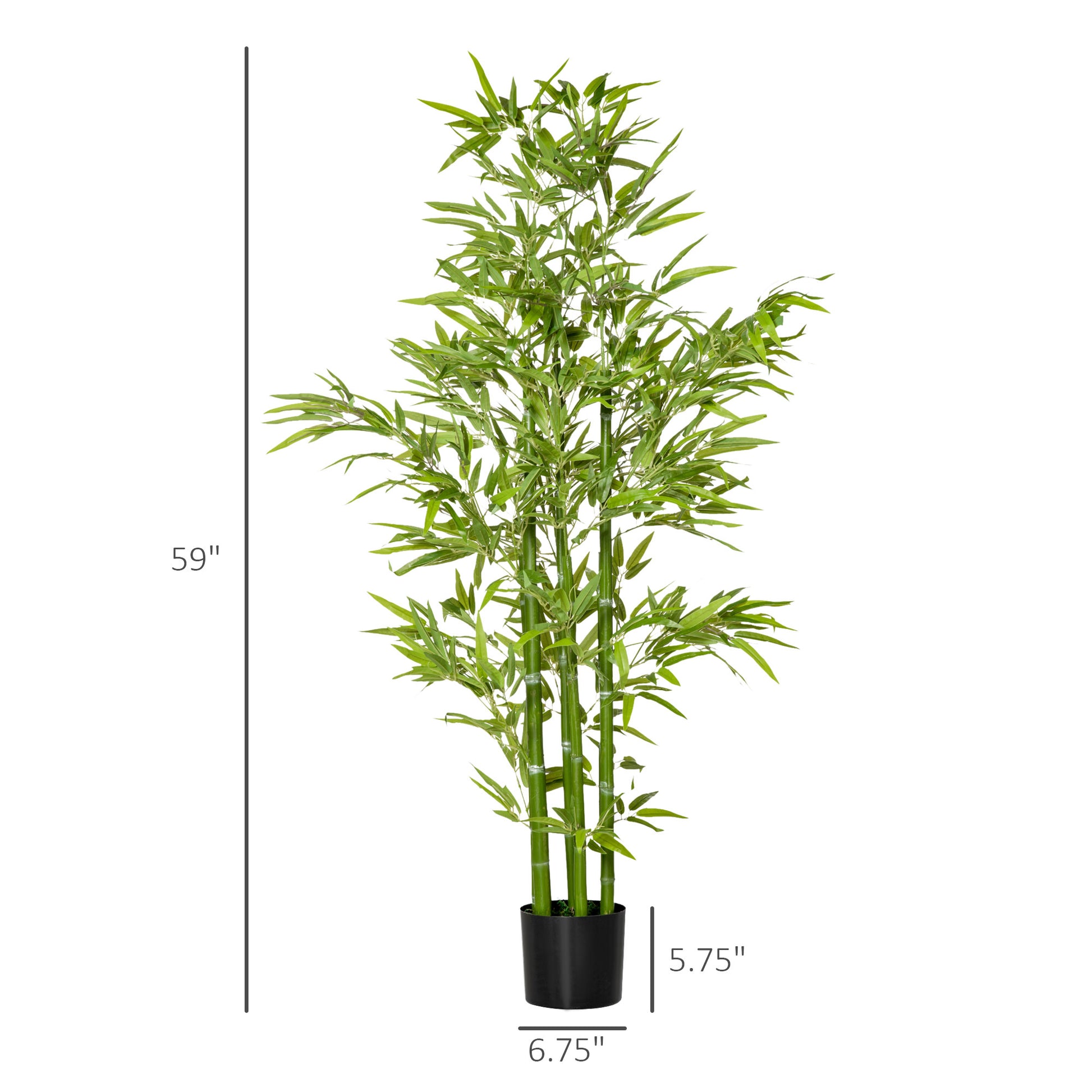 Homcom 5Ft Artificial Bamboo Tree, Faux Decorative Plant In Nursery Pot For Indoor Or Outdoor D Cor Green Plastic