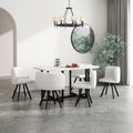 Modern 7 Pieces Dining Table Set, Rectangle Dining Table With 6 Chairs For Dining Room, Kitchen White Pu Leather