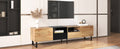 Modern Tv Stand With 2 Cabinets& Open Storage Compartment, Color Matching Media Console Table For Tvs Up To 85'', Entertainment Center With Drop Down Door For Living Room, Bedroom, Home Theatre Wood Brown Primary Living Space 70 79 Inches 90 Inches Or