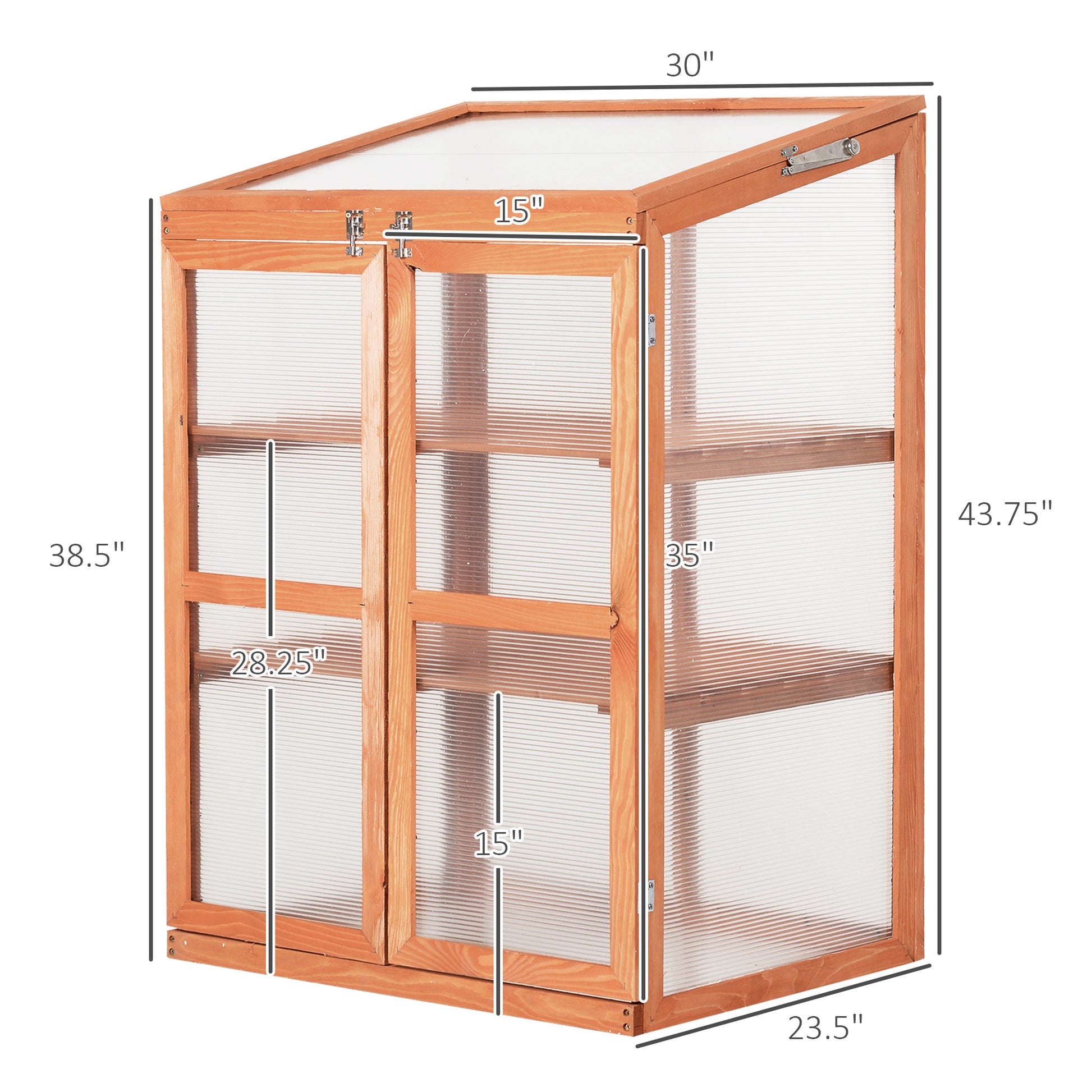 Outsunny Wooden Cold Frame Small Mini Greenhouse Cabinet For Outdoor And Indoor, 30" L X 24" W X 44" H, Natural Natural Wood Wood