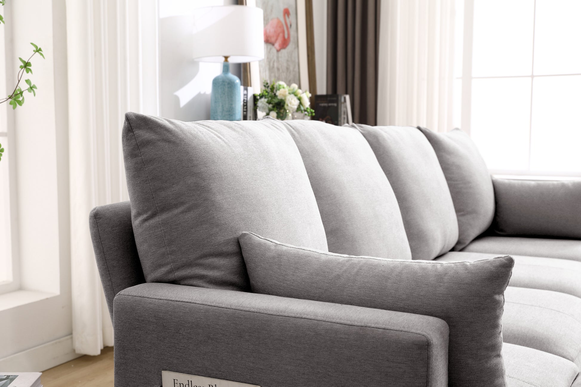 Modern L Shape Modular Sofa, 5 Seat Chenile Sectional Couch Set With 2 Pilows Lncluded, Freely Combinableindoor Funiture For Living Room,Apartment, Office, 3 Colors Dark Grey Chenille Metal Primary Living Space Medium Soft Loose Back Modern Poplar Foam