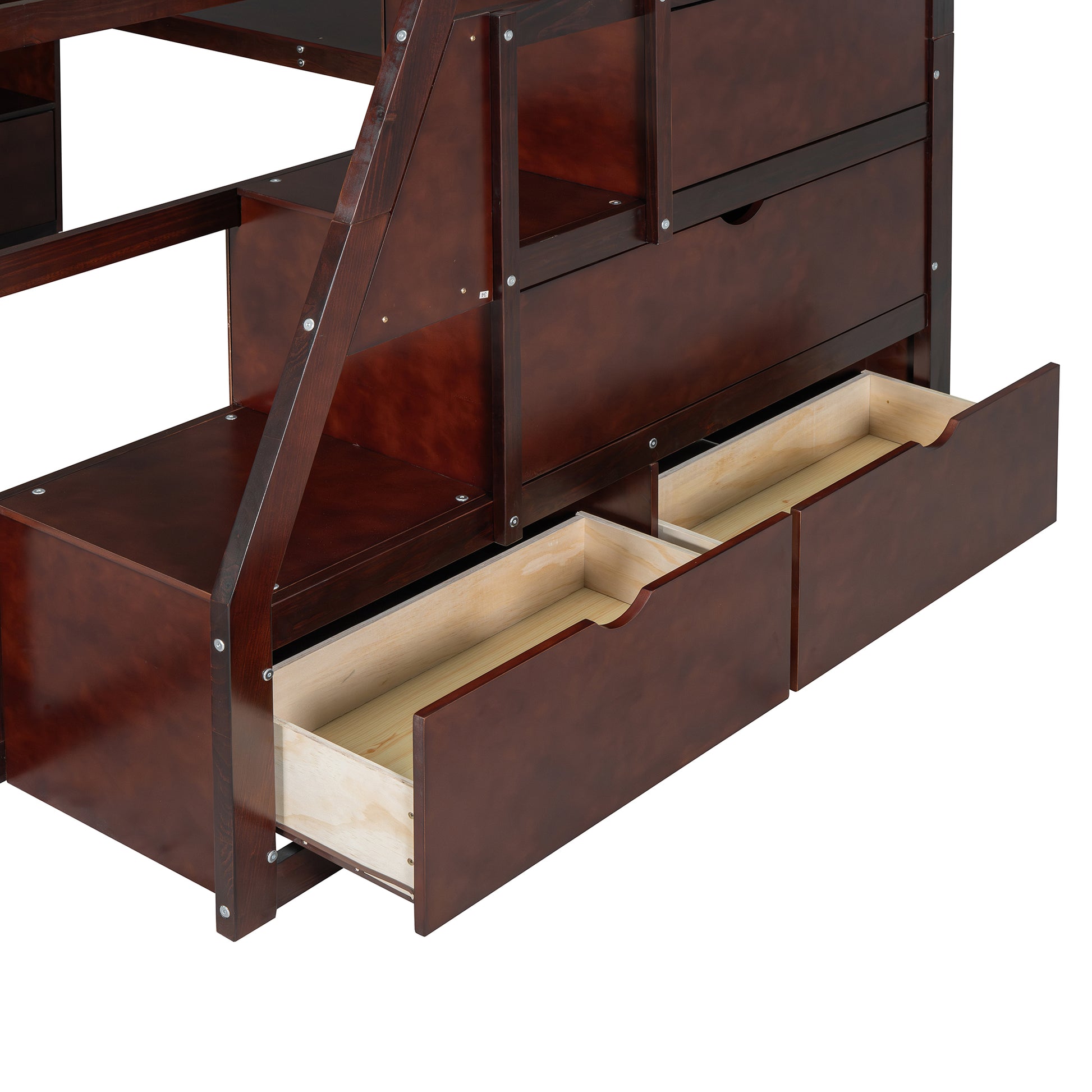 Full Size Loft Bed With 7 Drawers 2 Shelves And Desk Espresso Full Espresso Plywood