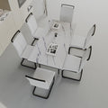 An Expandable Dining Table Set For 2 6 People, Equipped With A C Shaped Tubular Cushioned Armless Dining Chair And An Elegant And Spacious Dining Table Kitchen Table And Chair Set, With Metal Legs White Mdf