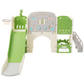 11 In 1 Toddler Slide, Kids Slide For Toddler Age 1 3 With Basketball Hoop, Kids Slide Playset Structure,Arch Tunnel And Telescope, Toy Storage Organizer For Toddlers, Kids Climbers Playground Green Cute 1 To 2 Years Hdpe Indoor & Outdoor Use