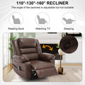 Leather Massage Recliner Chair Manual Living Room Reclining Sofa Brown Faux Leather Manual Handle Metal Primary Living Space Soft Cushion Back Heavy Duty American Design,American Traditional,Antique,Classic Pillow Top Arms Foam Pu Leather