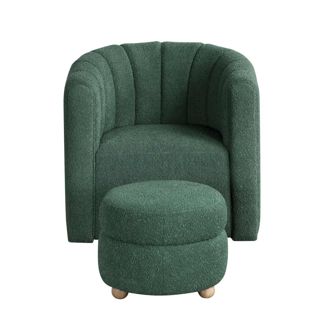 Modern Contemporary Swivel Chair With Ottoman Green Boucle Fabric Upholstery Solid Wood Living Room Furniture Green Primary Living Space Contemporary,Modern Plywood,Solid Wood