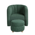 Modern Contemporary Swivel Chair With Ottoman Green Boucle Fabric Upholstery Solid Wood Living Room Furniture Green Primary Living Space Contemporary,Modern Plywood,Solid Wood