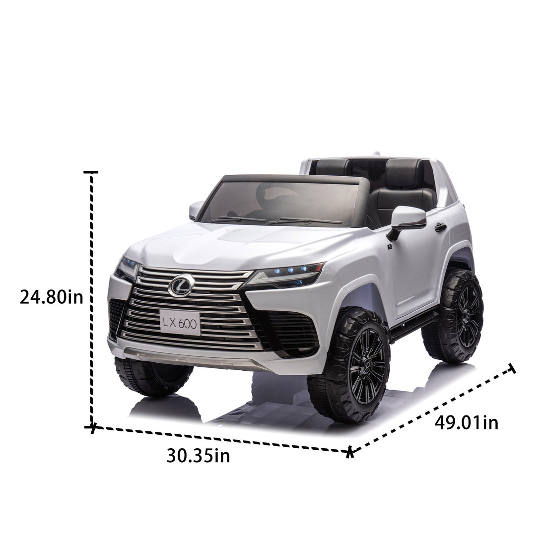 Licensed Lexus Lx600 24V Two Seater Xxl Kids Ride On Car W Parents Control,Seat Width 20 Inches,2Wd,Four Wheel Suspension,Bluetooth,Mp3,Music,Power Display,Speeds 1.86 3.11Mph For Kids. White Polypropylene