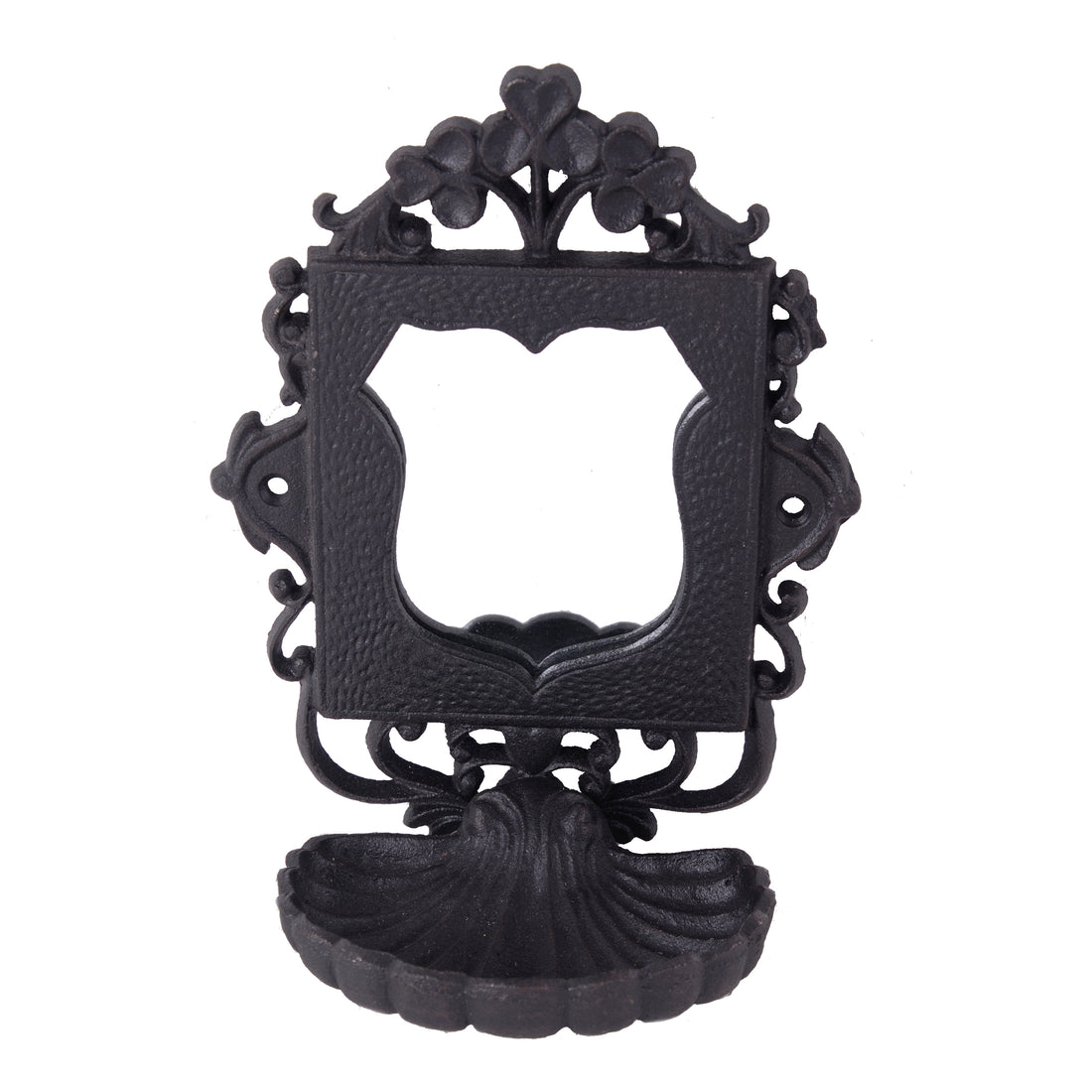 6.3X3.9X8.2" Black Cast Iron Soap Dishes With Mirror Black Iron