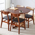 Table And Chair Set, Ancient Style Solid Wood Dining Table, Imitation Rattan Table Legs, Beautiful Simple Solid Wood Dining Chair, Perfect For Dinner, Meetings, Home And Office Decoration Walnut Rubber Wood