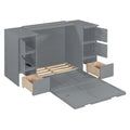 Twin Size Murphy Bed With Drawers, Cabinets And Usb Ports,Gray Twin Gray Mdf Lvl