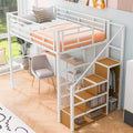 Full Size Metal Loft Bed With Wardrobe, Desk, Storage Shelves, White Expected Arrival Time: 10.3 Box Spring Not Required Full White Metal Mdf Metal