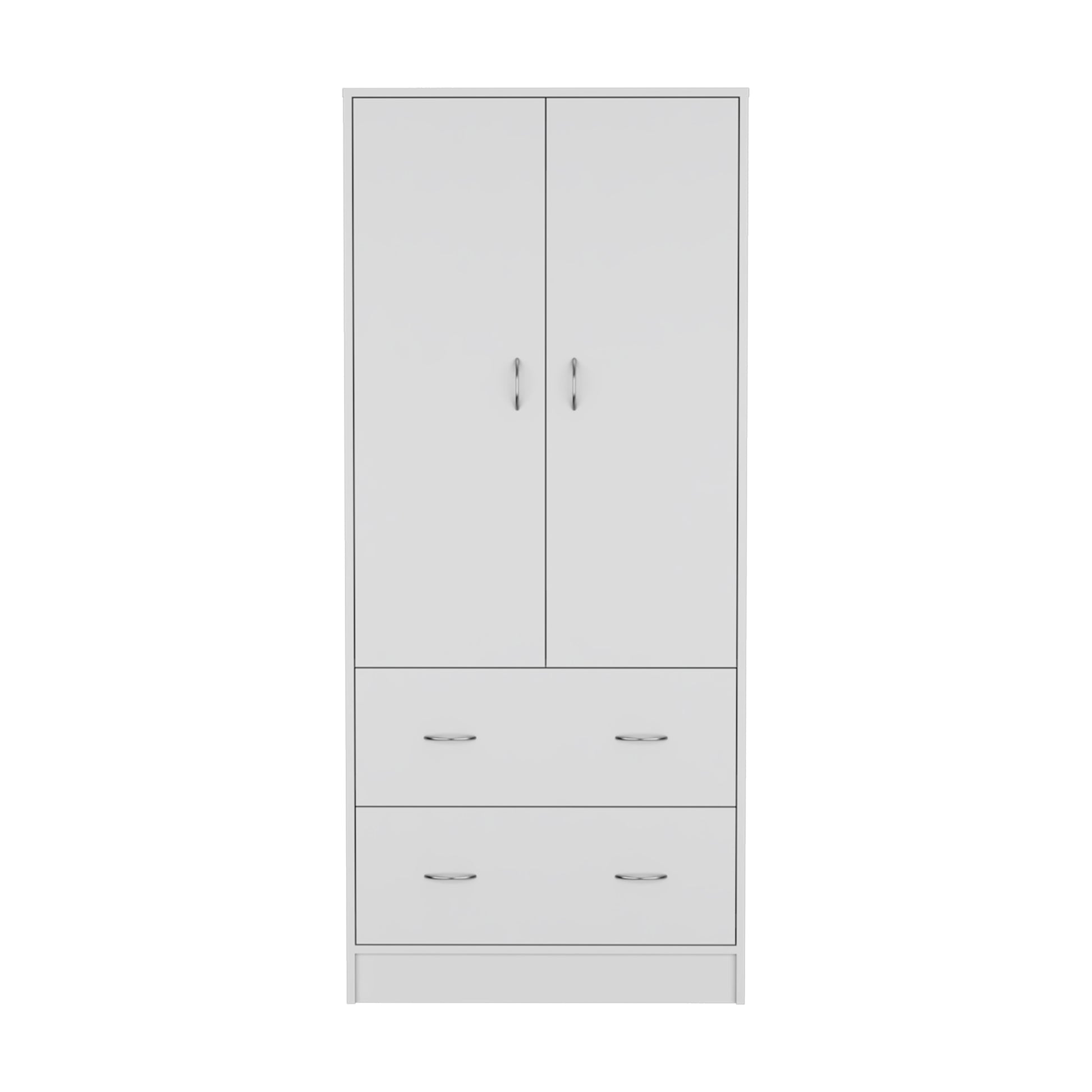 Taly 2 Doors 2 Drawers Armoire White White Bedroom Modern Particle Board