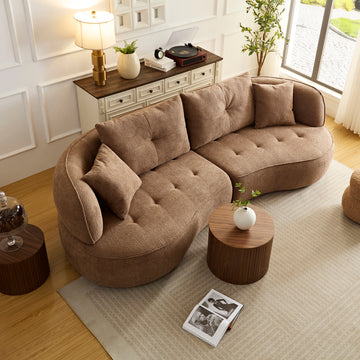 Wks7C Camel Color Combo Sofa With Detachable Pillows, Durable Fabric, Solid Wood Frame Camel Casual Fabric 4 Seat