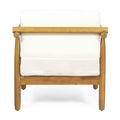 Bonsallo Club Chair Cream Brown Acacia Wood