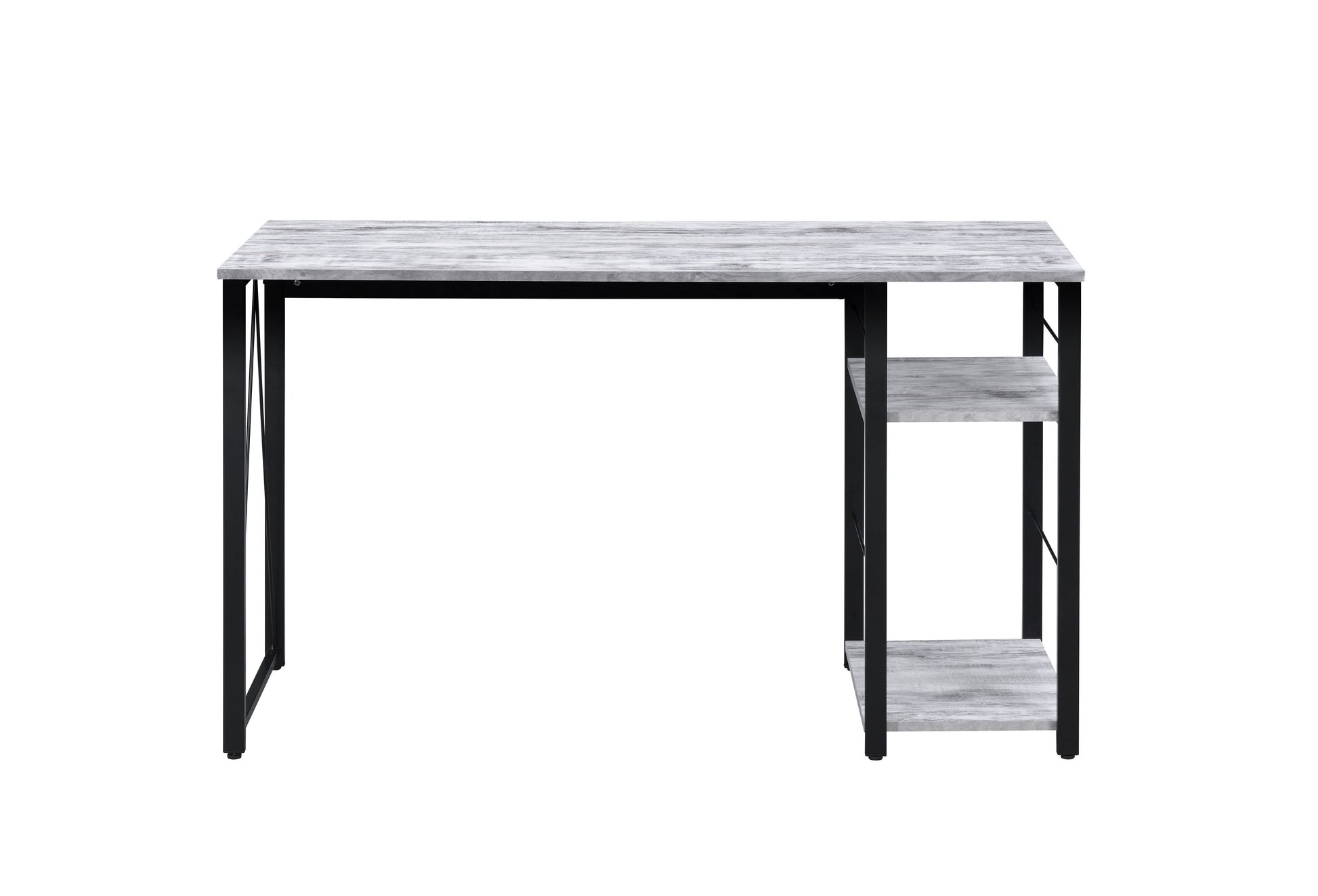 Vadna Antique White & Black Finish Writing Desk Antique White,Black Metal,Synthetic Wood