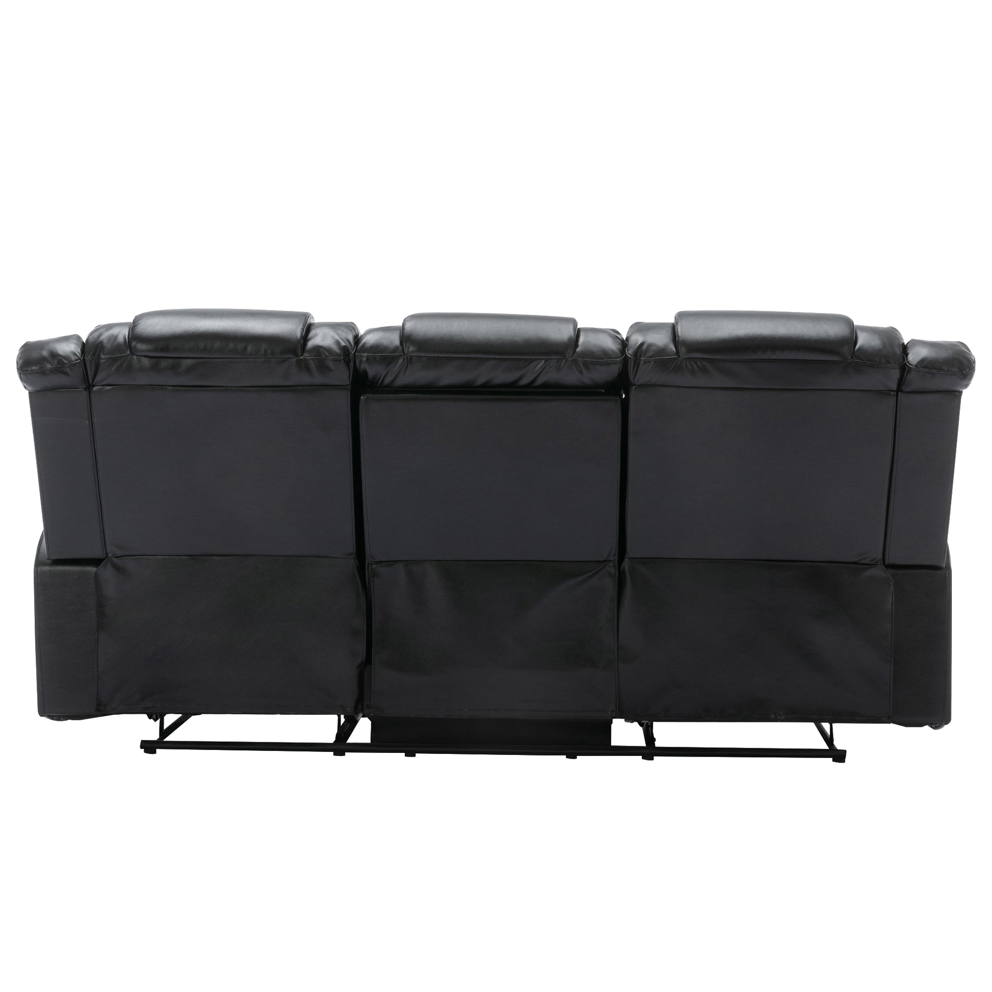 Home Theater Recliner Set Manual Recliner Chair With Wide Armrest, Two Built In Cup Holders For Living Room,Bedroom, Black Old Sku:Sg000760Aab Black Foam Pu Leather