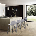 Bar Stools Set Of 2, 30 Inches Velvet Barstool Modern Counter Bar Height Chair With Back, Sturdy Metal Legs & Footrests, Easy Assembly, Island Stool For Kitchen Bar Dark Grey Velvet
