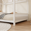 Wood Full Size House Bed With Guardrail And Led, White Box Spring Not Required Full White Wood Bedroom Solid Wood Mdf