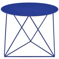 Blue Geometric Metal Base Accent Table Blue Primary Living Space Modern Round Metal Sled