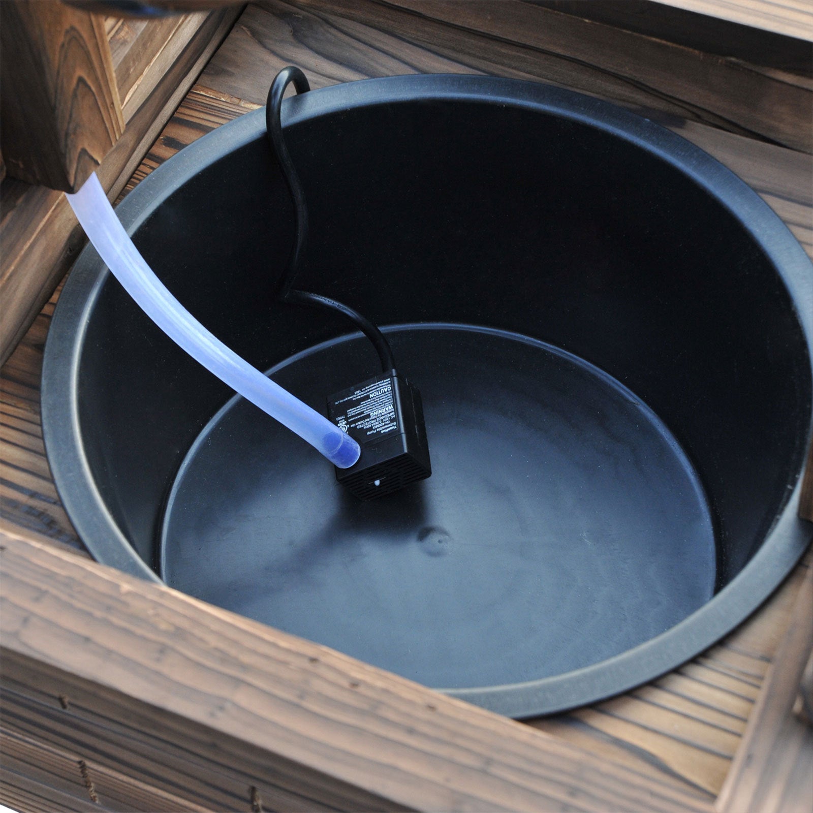 Outsunny Outdoor Wooden Wishing Well Fountain With Adjustable Water Flow Rate, Outdoor Rustic Waterfall Fountain With Electric Pump, Water Bucket, For Backyard Patio Garden Lawn, Carbonized Finish Brown Polypropylene