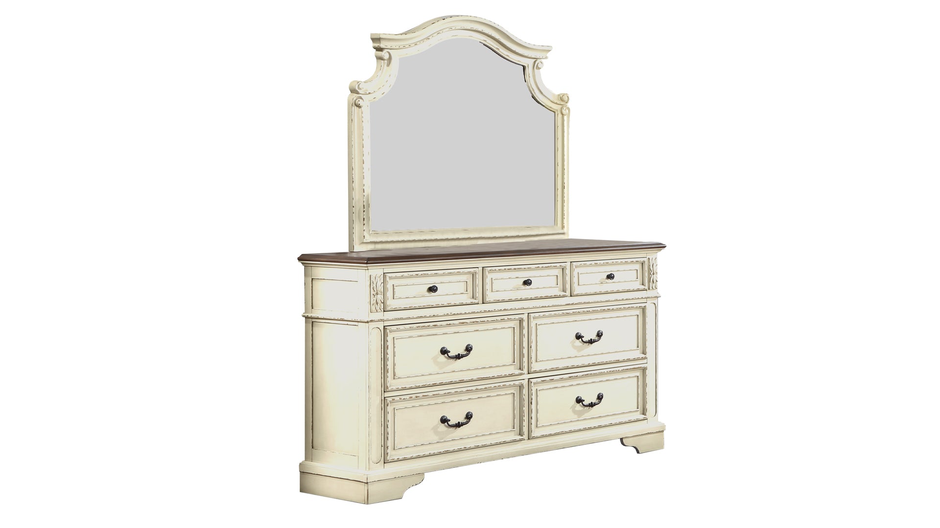 Noble Traditional Style 7 Drawer Dresser Made With Wood In Antique Beige Beige Bedroom Traditional Solid Wood Mdf Wood