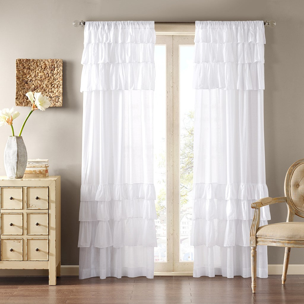 Cotton Oversized Ruffle Curtain Panel Only 1 Pc Panel White Cotton