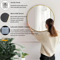 Gold 20 Inch Circle Mirror, Wall Mounted Mirror, Bathroom Mirrors For Over Sink, Circle Framed Mirrors For Bathroom, Living Room, Bedroom, Vanity, Entryway, Hallway Silver Aluminium