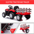 Red, 12V7Ah Battery Powered Toy Tractor With Trailer, Remote Control, Kids' Electric Excavator Vehicles With 2X35W Dual Motor, Treaded Tires, Led Lights, Usb, Music, Gifts For Boy, Girl Red 50 99 Lbs Iron Plastic Iron Plastic Indoor & Outdoor Use