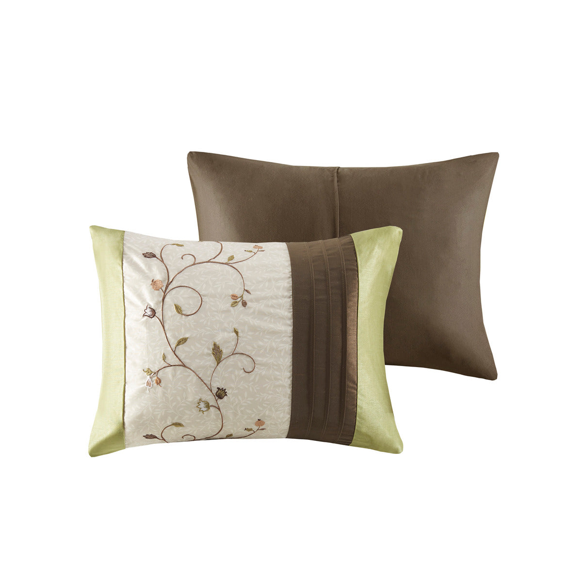 Embroidered 7 Piece Comforter Set Green King King Green Polyester