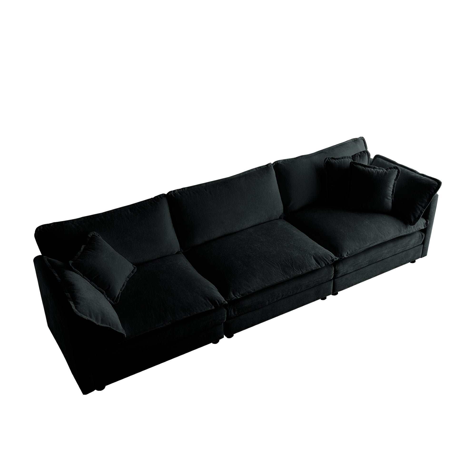 U Shaped Sectional Sofa W Reversible Footrest, 5 Seater Convertible Corner Couch With 2 Ottomans ,Modern Minimalist Soft Sofa & Couch For Living Roomblack Chenille Black Chenille 3 Seat
