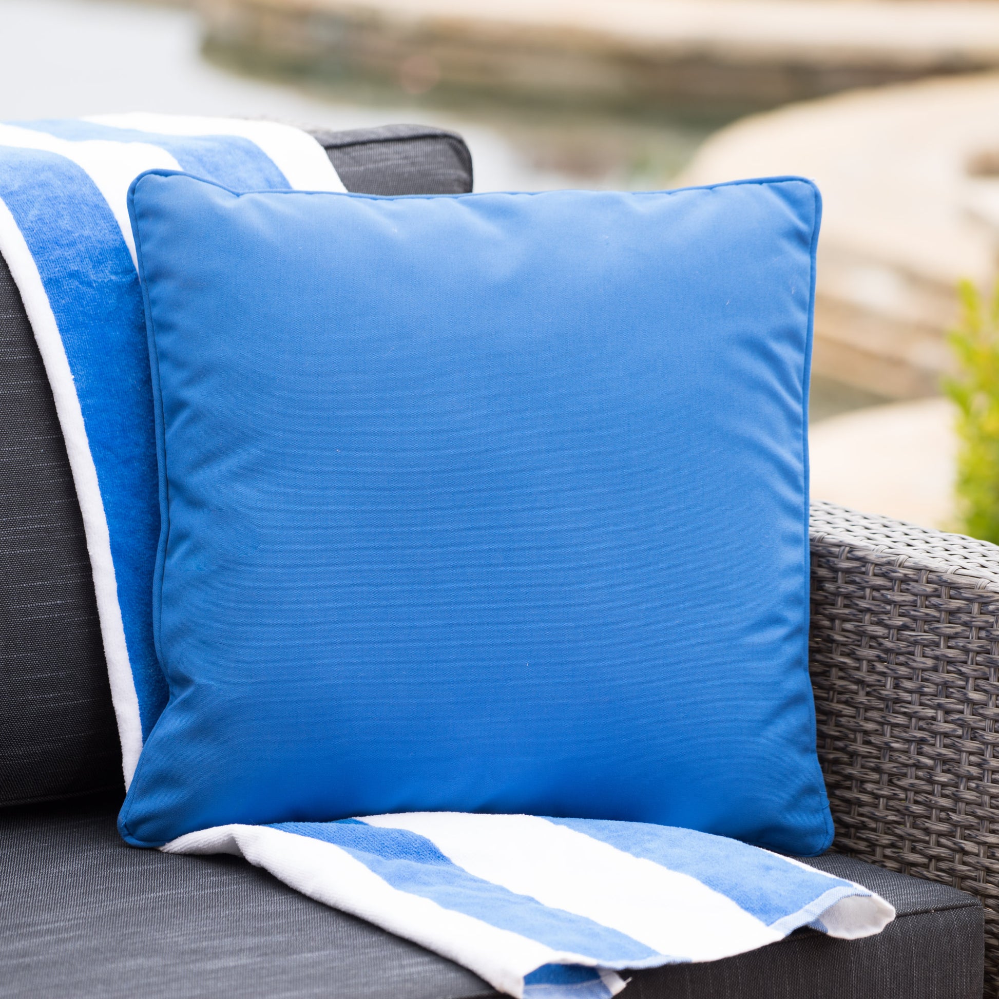 Coronado Square Pillow Blue Fabric