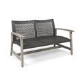 Hampton Wood Wicker Seat Grey Metal & Wood